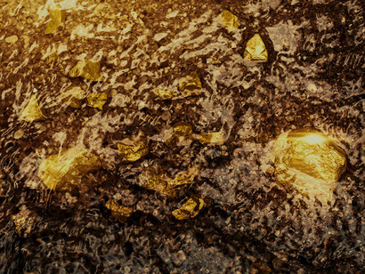Pepitas de oro en un río