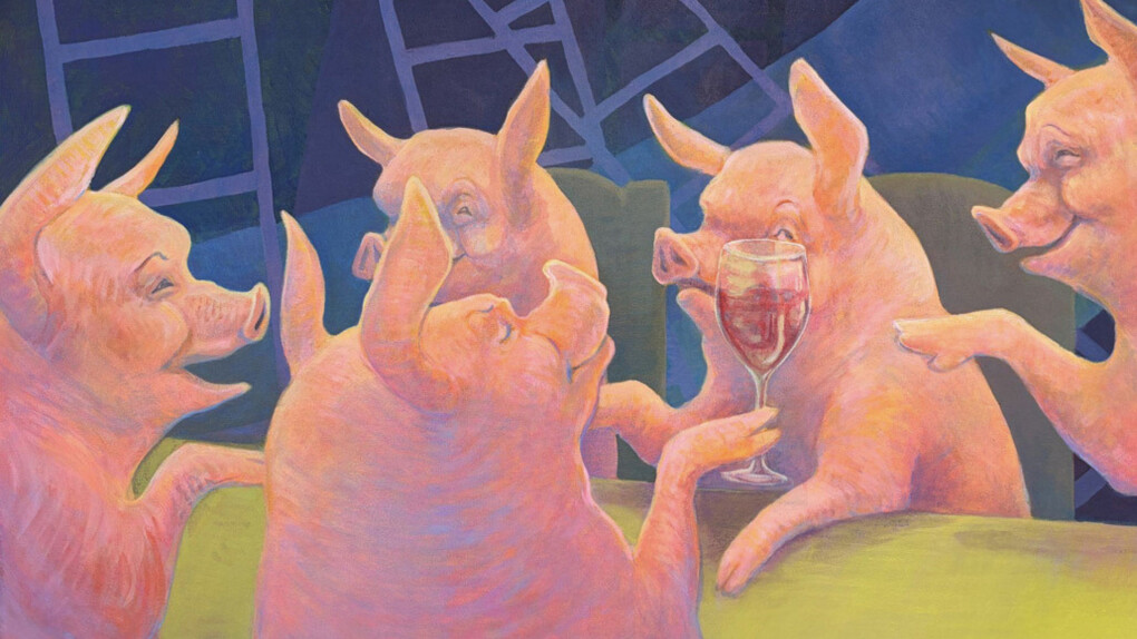 Ella Stouse, Pigs and ladders (detail), 2026. Courtesy of Mindy Solomon Gallery