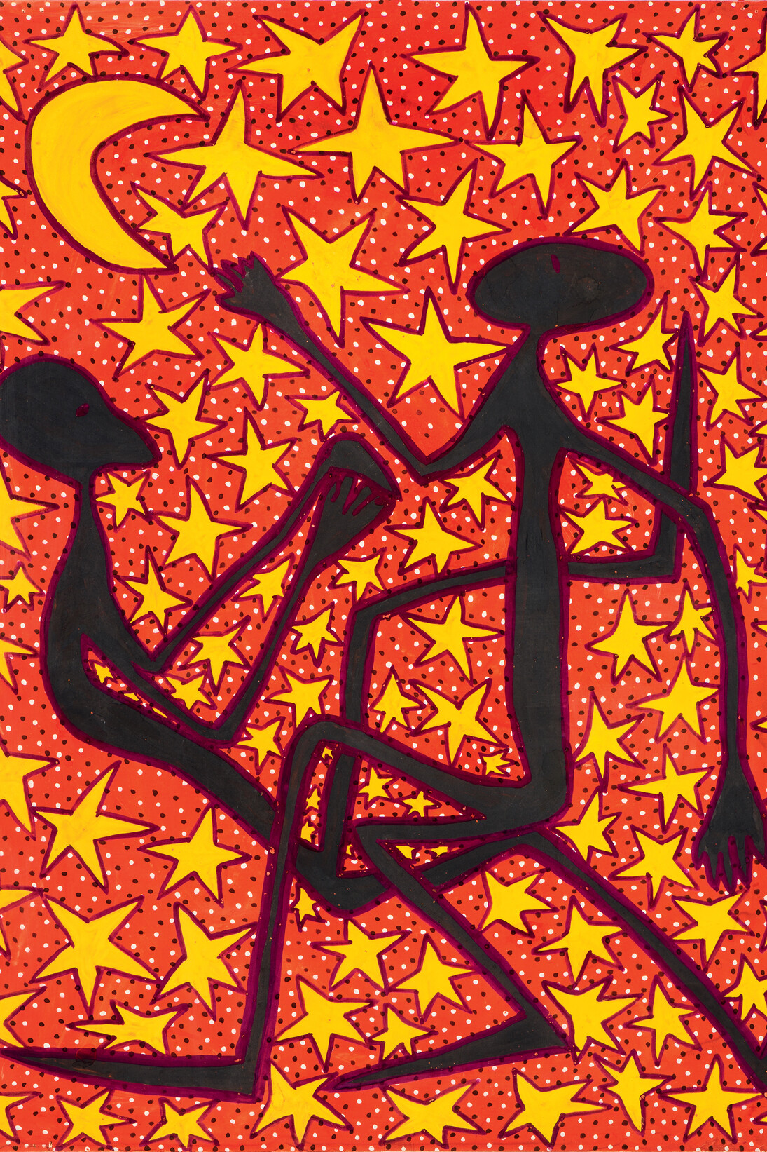 Mode Muntu, Le Calendrier lunaire, 1979, Watercolour on cardboard, 55 x 43 cm, Collection Meir Levy, Bruxelles © Mode Muntu
