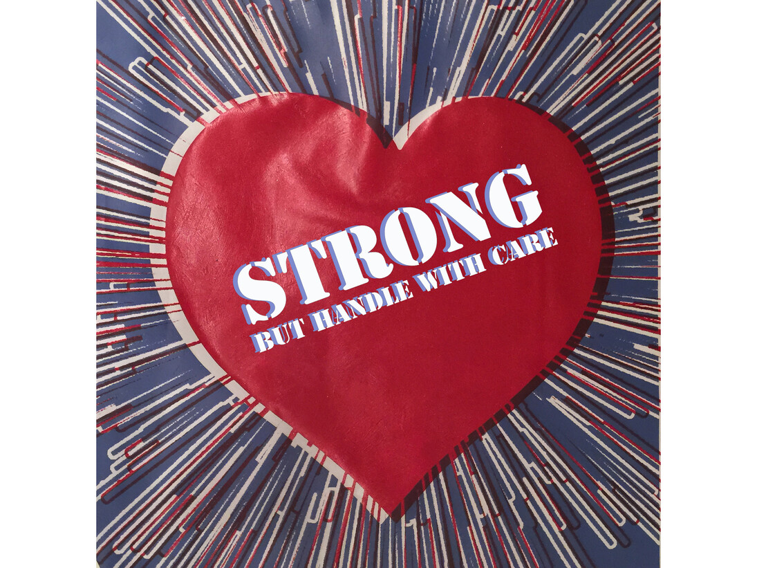Rubem Robierb, Strong, 38”x38”, Hand Painting/Acrylic/Pigment Print/Stencil on Canvas