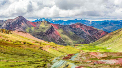Vinicunca mountains (rainbow mountains) in the Andes of Peru