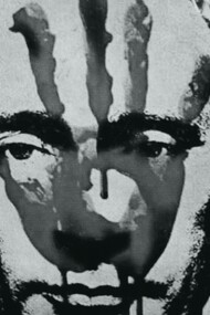 A blood imprint on Vladimir Putin's face, President of Russia