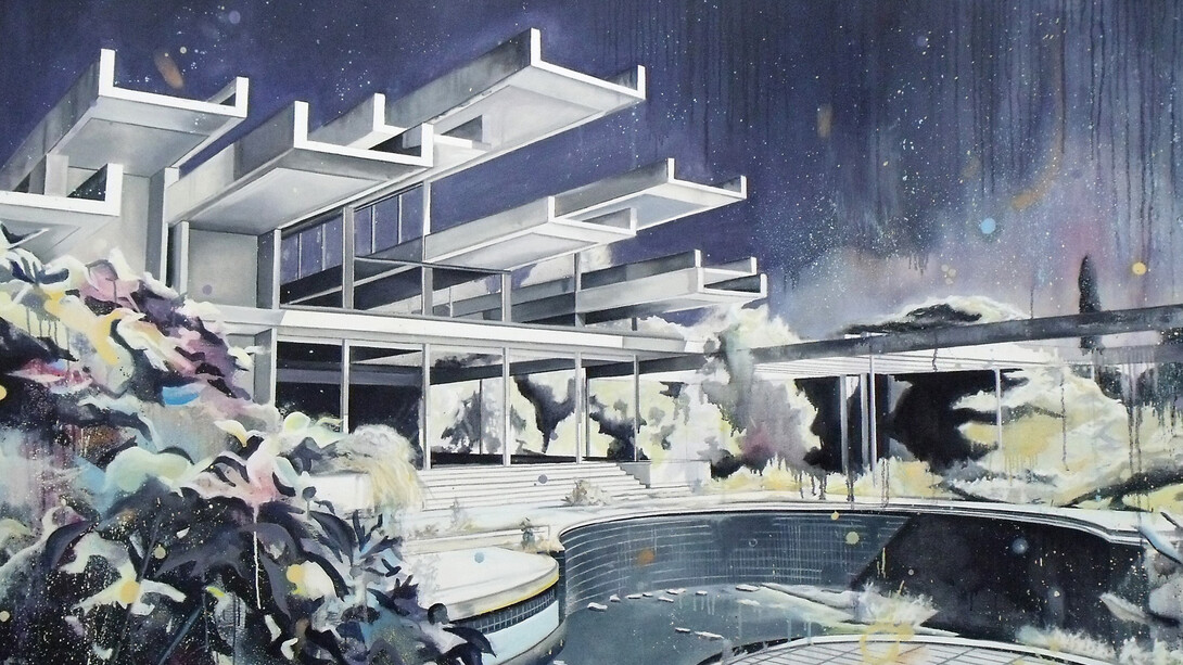 Ross M Brown, Night Pool, oil on canvas, 120 x 190 cm