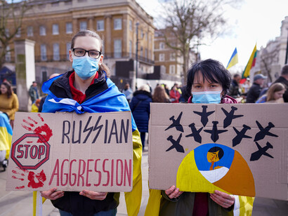 Protesters rally against the ongoing war in Ukraine, highlighting the urgent need for global disarmament and questioning why, despite treaties and agreements, nations continue to prioritise weapons over peace