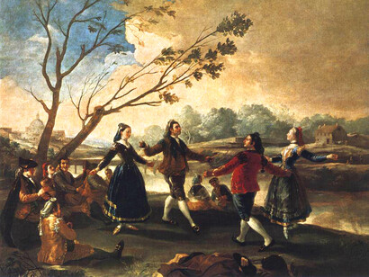 Francisco de Goya. Baile a orillas del Manzanares. 1776-1777. Óleo sobre lienzo. 272 × 295 cm. Museo del Prado