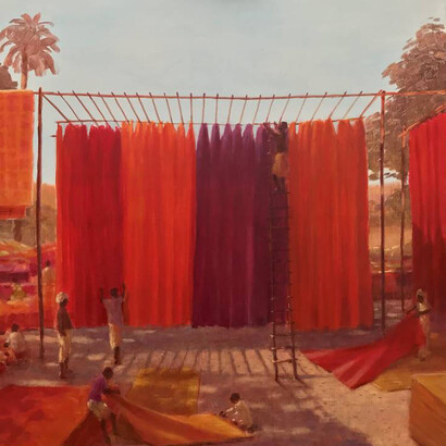 Lincoln Seligman, Drying texiles in the Thar Desert. Courtesy of Osborne Studio Gallery