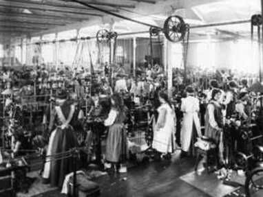 Las diferencias salariales por género se incrementaron a lo largo de la segunda mitad del siglo XIX. Imagén de una industria de la burgesía industrial catalana, Cataluña, España