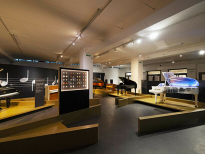 Petrof 160.t Piano as a technical masterpiece, exhibition view. Courtesy of Národní technické muzeum