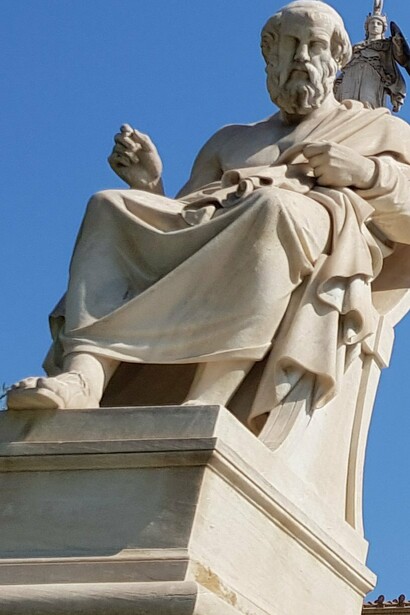 Estatua de Platón en la Academia de Atenas, Leonidas Drosis, 1880