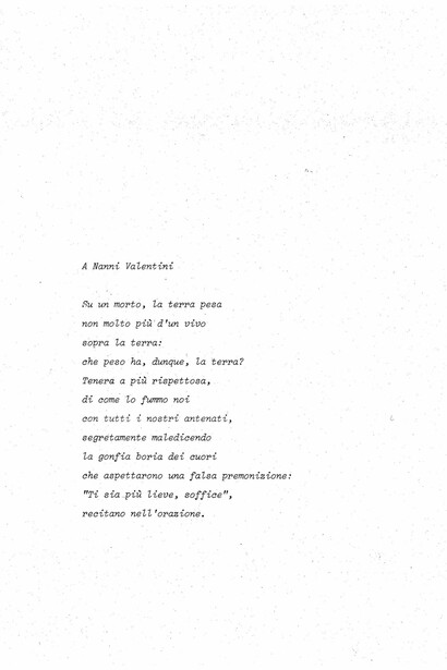 A Nanni Valentini, poesia di Nanni Cagnone, 1986