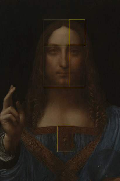 Rectângulo de ouro sobre o emblema de Cristo
