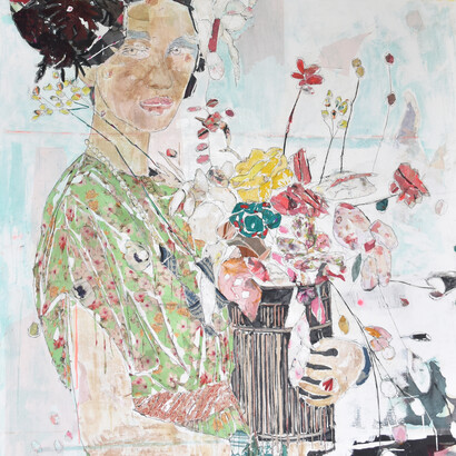 Mersuka Dopazo, Ayu, 2019, mixed mediums, 200 x 180 cm_Rebecca Hossack Art Gallery
