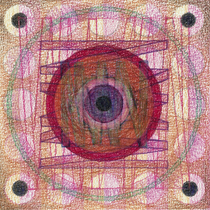Magical Night #7, coloured pencil on paper, 13 x 13 cm, Mark Weighton, 2011