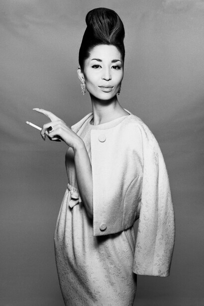 Richard Avedon,
China Machado, suit by Ben Zuckerman, hair by Kenneth, New York, November 6, 1958.
© The Richard Avedon Foundation.
Courtesy Gagosian