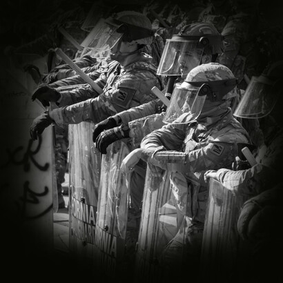 Eine Truppe der kalifornischen Nationalgarde in Los Angeles am 12. Juni 2025