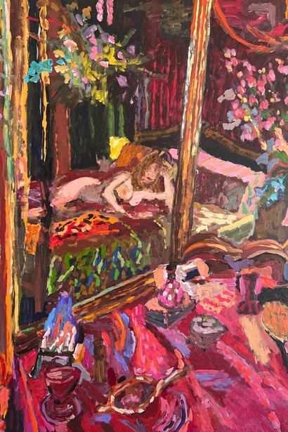 Hisham Sharif, Red room (detail), 2026. Courtesy of Ayyam Gallery