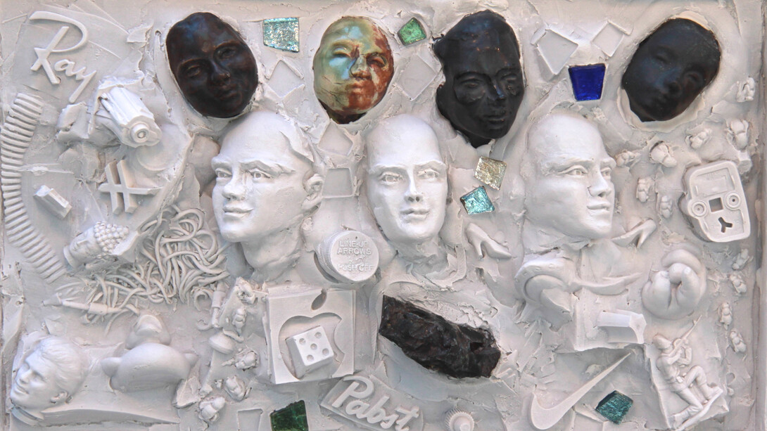 Bob Clyatt Sculpture. Cscape 44 with black inclusions, 10x16.5x3, OHD