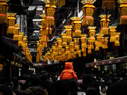 Busy street in China