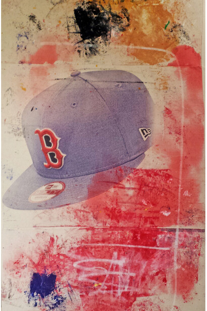Leonard Johansson, Baby Blue Cap, 2015. Ink, Acrylic, Spray, print, 100 x 160 cm