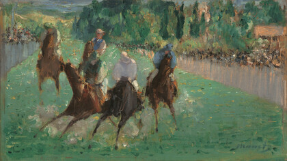 Edouard Manet, Bei den Rennen, 1875, Öl auf Holz, 12,6 x 21,9 cm, National Gallery of Art, Washington