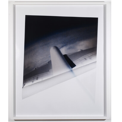 Ingrid Luche, Flying (after TD), 2012/13, extract from a dyptich, inkjet print on paper, colour pencil, nail varnish, wood frame, 93 x 78 x 4,5 cm; 73 x 53 x 3 cm © photo Marc Domage Courtesy Air de Paris, Paris