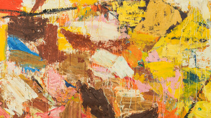Tom Robinson, Freighted Foes (detail), 2023, olio su panello, 213x164, Messum's London