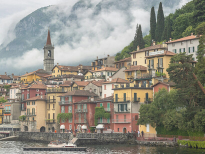 Along the shores of Lake Como in Varenna, Lombardy, colorful houses create a picturesque and charming scene