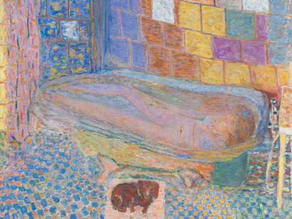 Pierre Bonnard, "Nude in a Bathtub" (detail), c. 1940–46, oil on canvas. Carnegie Museum of Art, Pittsburgh. Acquired through the generosity of the Sarah Mellon Scaife Family. © 2023 Artists Rights Society (ARS), New York / ADAGP, Paris. Courtesy of Kimbell Art Museum