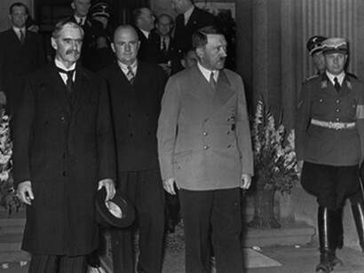 Chamberlain and Hitler leave the Bad Godesberg meeting, 23 September 1938