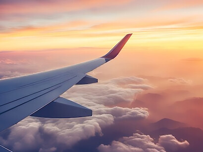 3d view of sun on sky from airplane