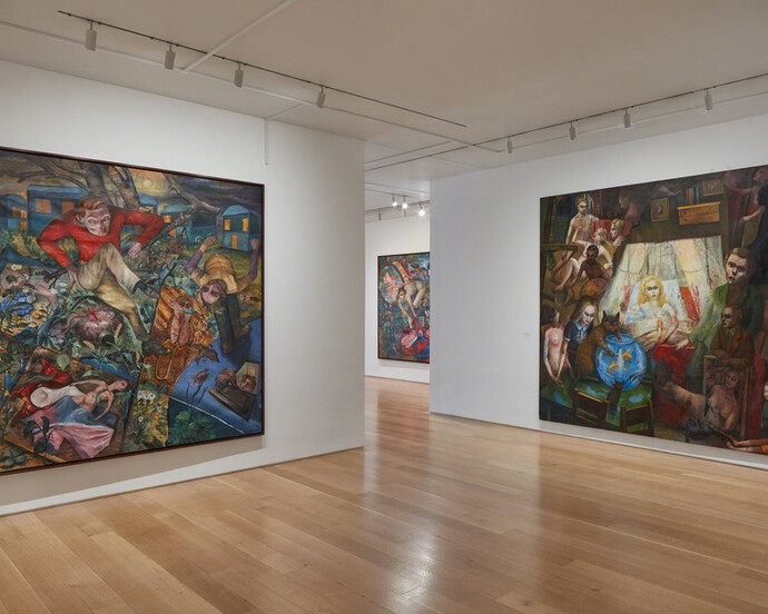 The Art of Steven Campbell, Exhibition view. Courtesy of Marlborough Fine Art