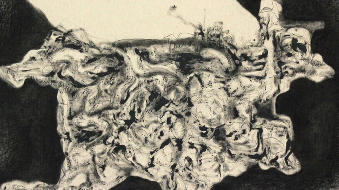 Dhan Fabbri, Mandala-landscape n.1,2014, tecnica mista su tela, 90 x 150 cm