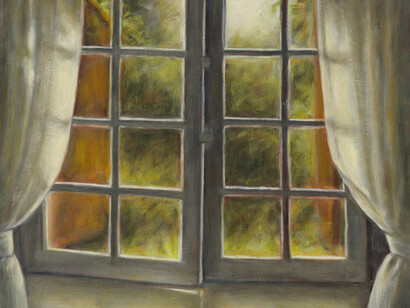 Susan Kraut - Dordogne Window, II, 16 in x 18 in, oil on panel,  2016
