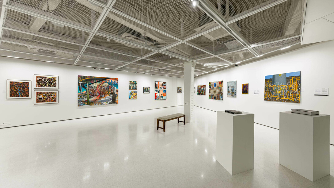 Sudhir Patwardhan, Cities. Built, broken, exhibition view. Courtesy of Vadehra Art Gallery