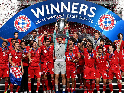 El equipo Bayern Munich, ganador del la Champions League 2019-20