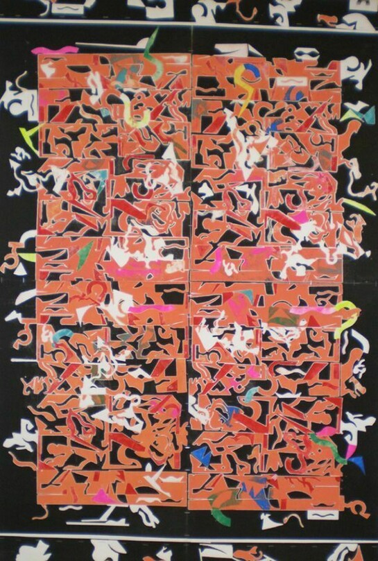 John Schiff, Crashing Chords, 2008, Monoprint, 56” x 38”