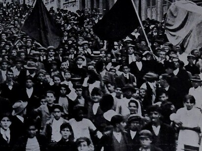 El «viejo mundo»: manifestación de sindicalistas argentinos en 1915