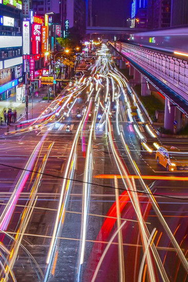 Strada, Vista notturna della città, Taipei, Taiwan