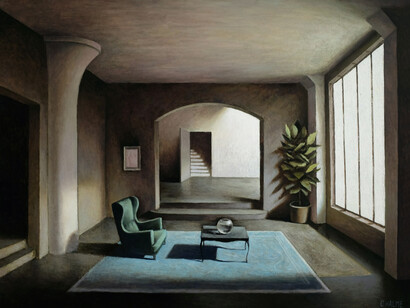 Le tapis bleu, oil on canvas, 45 x 57½ (114.3 x 146cm)