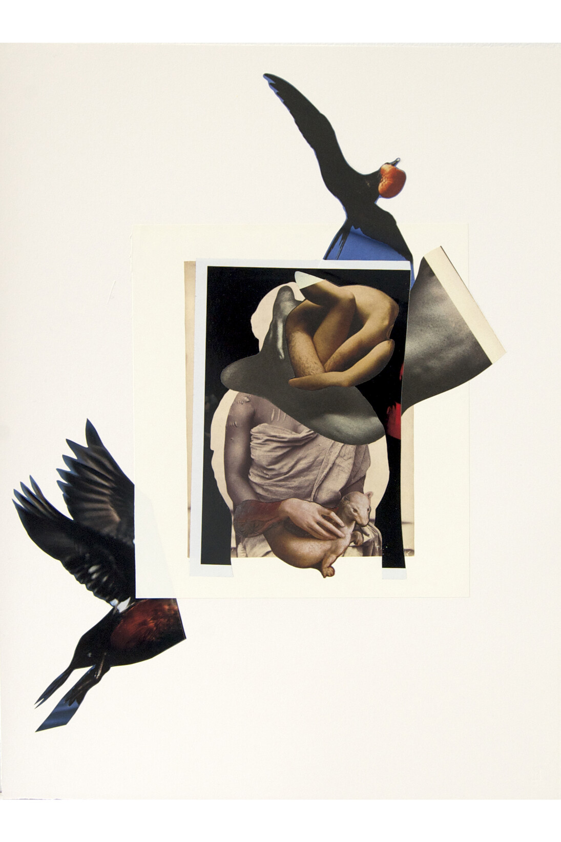 Marcia Kure, Ethnographica XII: Bird III, 2015, Collage on Arches HP watercolor paper, 300LB, 24 x 18 in. Courtesy: Susan Inglett Gallery, NYC.