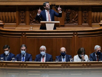 André Ventura, do partido CHEGA, discursa em Lisboa