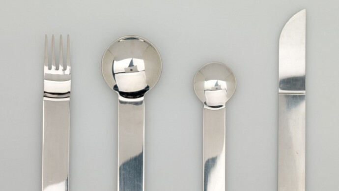 Sergio Asti, designer, Italian, b. 1926, H.E. Lauffer Co., Inc., manufacturer, American, 1950 - 1992, Boca Decorata Flatware Set, 1976, Stainless steel, Elizabeth T. and Dorothy N. Casey Fund 2015.110.2