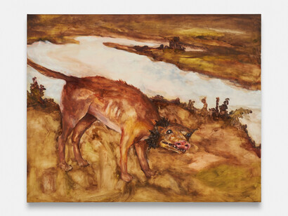Sara Knowland, Pigdog, 2022, oil on canvas. Courtesy the artist and Carlye Packer, LA