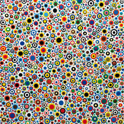 Orbitutto, 2011, tecnica mista su tela, 160 x 140 cm. Courtesy of Galleria Giovanni Bonelli