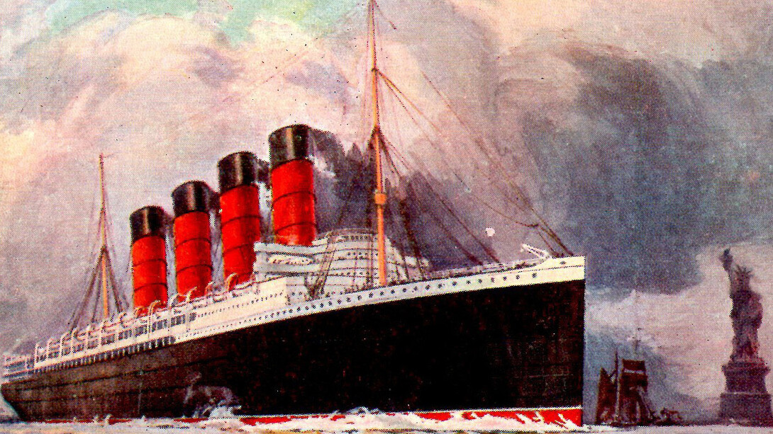 La nave statunitense Lusitania in una cartolina dell'epoca