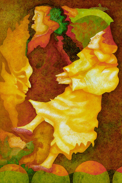 Agostino De Romanis. Fuori del tempo, 2001 olio su cartone, cm. 140 x 100