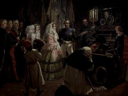 Napoléon III le muestra a la reina de Inglaterra la tumba de su tío, Napoleón Bonaparte