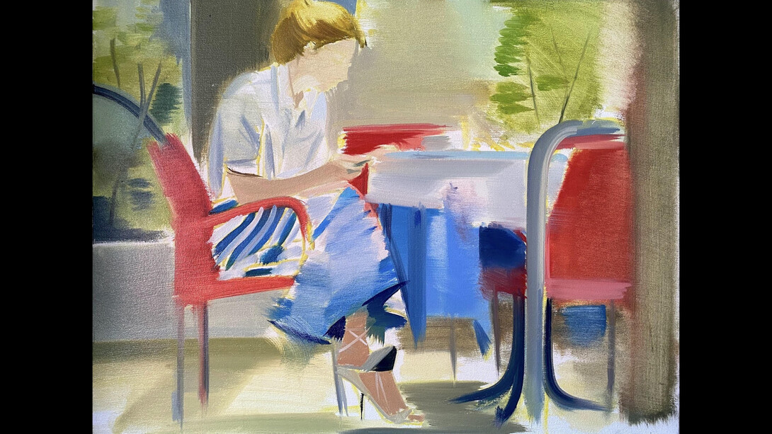 Carly Silverman, Lady Who Lunches, 2023, oil on canvas, 18x24 inches, ©Carly Silverman. Courtesy of the artist and Black and White Gallery/Project Space