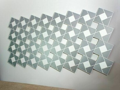 Steven Naifeh, Ajlun IV: Silver and White, 2002, Acrylic on canvas, 80 x 168 in / 152.4 x 426.7 cm