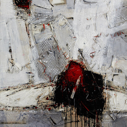 Abdul-Karim Majdal Al-Beik, Massacre, 2012, Mixed media on canvas, 150 x 150 cm